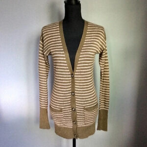 AERIE | Olive Pink Striped Cardigan Sweater XS